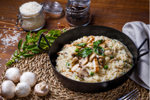 risoto simples com cogumelos e ervas